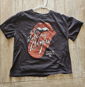 the Rolling Stones Logo Tee - Black & Cream